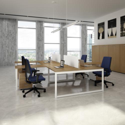 Quadrifoglio Winkel-Schreibtisch Practika, C-Fußgestell, Breite 1600 mm, Eiche/weiß Milieu 1 L