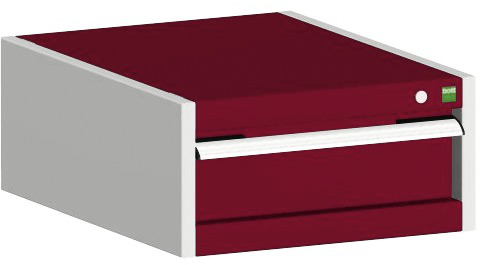 bott Schubladenschrank cubio Grundfläche 525x650 mm, 1 Schublade(n), RAL7035 Lichtgrau/RAL3004 Purpurrot