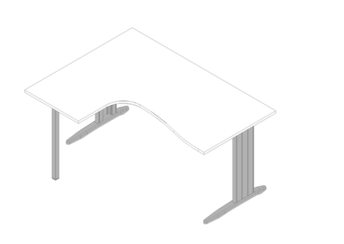 Quadrifoglio Winkel-Schreibtisch Practika, C-Fußgestell, Breite 1600 mm, weiß/alu