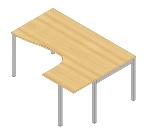 Quadrifoglio Winkel-Schreibtisch Practika mit 4-Fußgestell