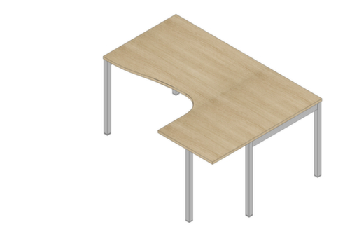 Quadrifoglio Winkel-Schreibtisch Practika, 4-Fußgestell, Breite 1600 mm, Eiche/alu