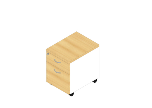 Quadrifoglio Rollcontainer Practika mit HR-Auszug, 1 Schublade(n), weiß/Buche