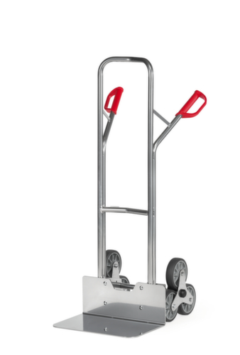 fetra 3-Stern-Treppenkarre aus Aluminium, Traglast 200 kg, Schaufelbreite 480 mm, TPE-Bereifung Standard 1 L