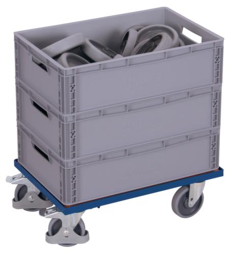 VARIOfit Kastenroller mit Rand für Euronormbehälter, Traglast 250 kg, RAL5010 Enzianblau Milieu 1 L