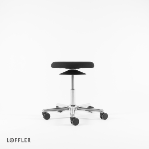 Löffler Drehhocker Ergo mit Sitzhöhenverstellung, Sitz schwarz, Rollen Standard 2 L