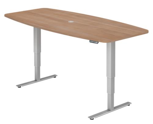 Elektrisch höhenverstellbarer Konferenztisch mit Memory-Funktion, Breite x Tiefe 2200 x 1030 mm, Platte Nussbaum Standard 1 L