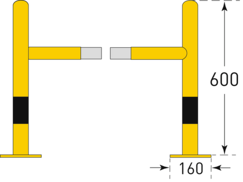 Moravia Säulen-Anfahrschutz MORION, Höhe 600 mm Technische Zeichnung 1 L