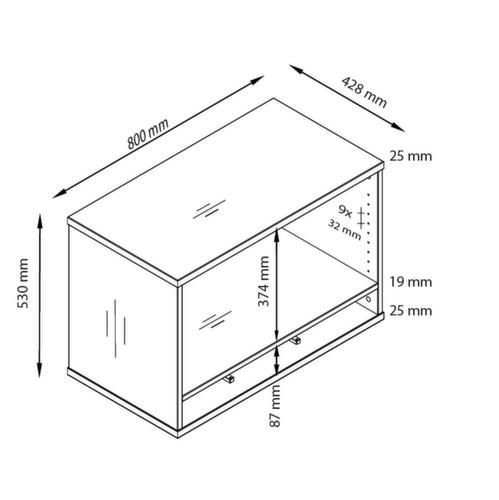 Aufsatz 9Y für Rollcontainer Technische Zeichnung 1 L