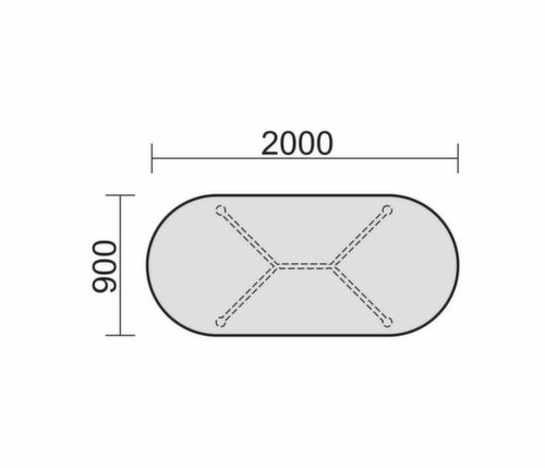 Gera Konferenztisch Basis, Breite x Tiefe 2000 x 900 mm, Platte weiß Standard 1 L