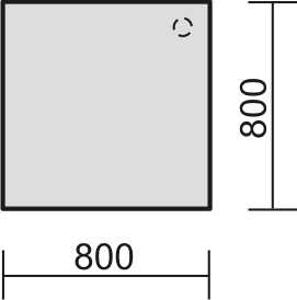 Gera Eckiges Verkettungselement Milano 90° für 4-Fußgestell, Breite x Tiefe 800 x 800 mm, Platte weiß Technische Zeichnung 2 L