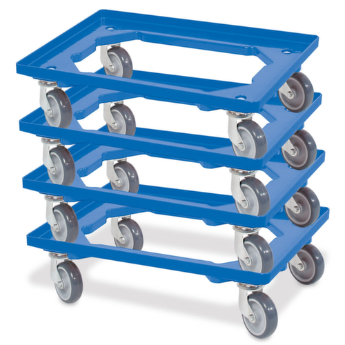Kastenroller-Set mit offenem Winkelrahmen, Traglast 250 kg, blau Standard 1 L