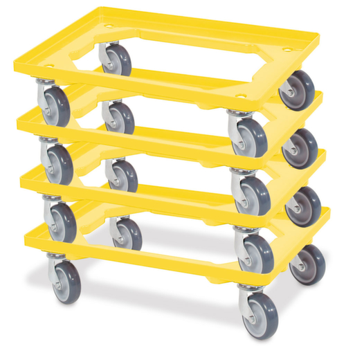 Kastenroller-Set mit offenem Winkelrahmen, Traglast 250 kg, gelb Standard 1 L