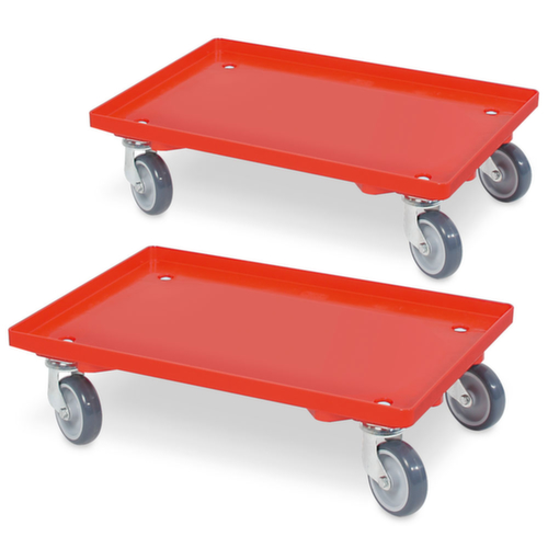 Kastenroller mit Kunststoffladefläche, Traglast 250 kg, rot Standard 1 L