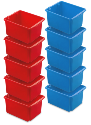 10-teiliges Drehstapelbehälter-Set, blau/rot, Inhalt 32 l Standard 1 L