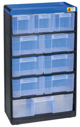 Allit Extra stabiles Schubladenmagazin VarioPlus Pro 53/21, 10 Schublade(n), schwarz/blau/weiß transluzent Standard 1 L
