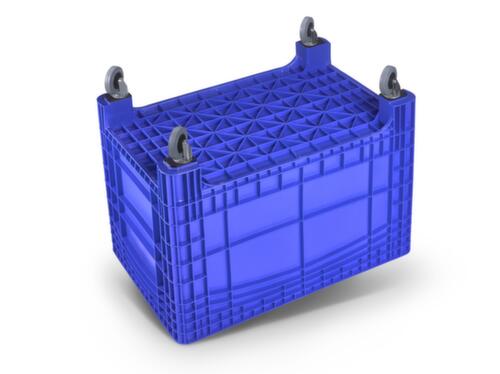 Großbehälter mit abschließbarem Scharnierdeckel, Inhalt 354 l, blau, 4 Lenkrollen