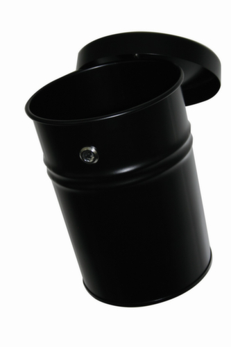 Selbstlöschender Abfallbehälter FIRE EX zur Wandbefestigung, 24 l, schwarz, Kopfteil schwarz Standard 1 L