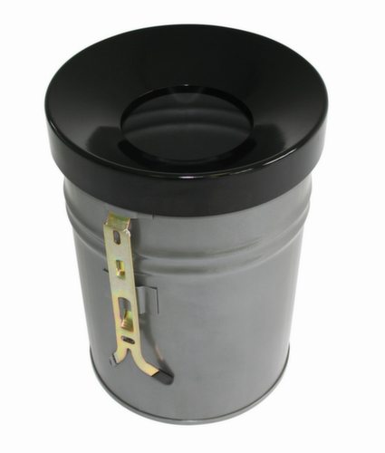 Selbstlöschender Abfallbehälter FIRE EX zur Wandbefestigung, 16 l, lichtgrau, Kopfteil schwarz Standard 1 L