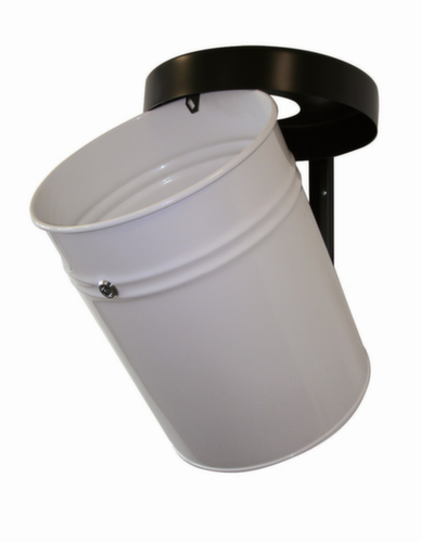 Selbstlöschender Abfallbehälter FIRE EX zur Wandbefestigung, 30 l, lichtgrau, Kopfteil schwarz Standard 1 L