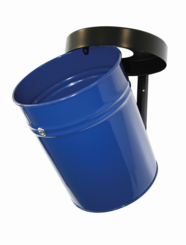 Selbstlöschender Abfallbehälter FIRE EX zur Wandbefestigung, 30 l, blau, Kopfteil schwarz Standard 1 L