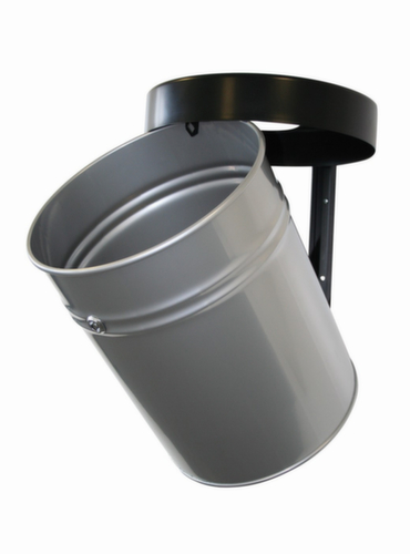 Selbstlöschender Abfallbehälter FIRE EX zur Wandbefestigung, 30 l, neusilber, Kopfteil schwarz Standard 1 L