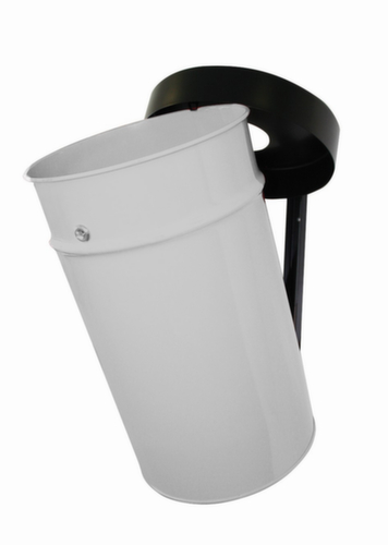 Selbstlöschender Abfallbehälter FIRE EX zur Wandbefestigung, 60 l, lichtgrau, Kopfteil schwarz Standard 1 L