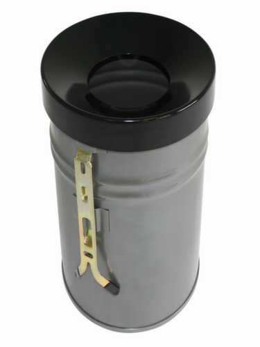 Selbstlöschender Abfallbehälter FIRE EX zur Wandbefestigung, 60 l, lichtgrau, Kopfteil schwarz Standard 1 L