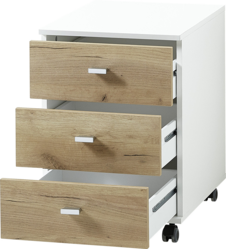 Rollcontainer mit 3 Schubladen, 3 Schublade(n), weiß/Navarra-Eiche Standard 3 L