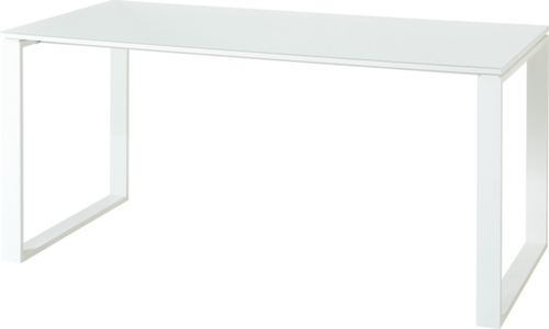 Schreibtisch GW-MONTERIA, Kufengestell, Breite 1600 mm, weiß/weiß Standard 2 L