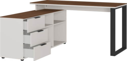 Schreibtisch GW-ANCONA, Kufengestell, Breite 1450 mm, Nussbaum/schwarz Standard 2 L