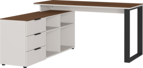 Schreibtisch GW-ANCONA, Kufengestell, Breite 1450 mm, Nussbaum/schwarz Standard 3 L
