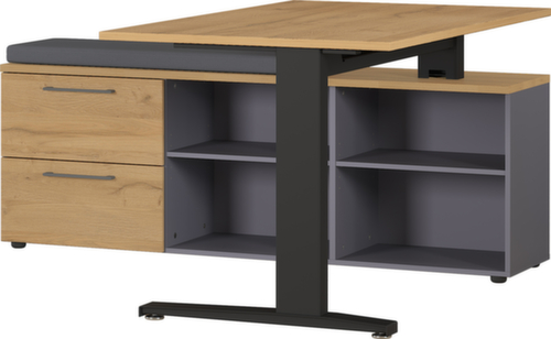 Schreibtisch, C-Fußgestell, Breite 1400 mm, Grandson-Eiche/schwarz Standard 6 L