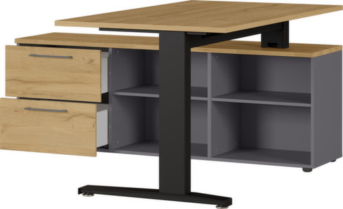 Schreibtisch, C-Fußgestell, Breite 1400 mm, Grandson-Eiche/schwarz Standard 3 L