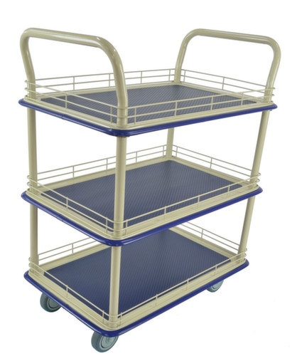 Etagenwagen mit Gitterreling, Traglast 200 kg, 3 Etagen Standard 3 L