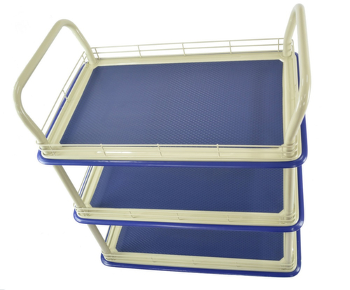Etagenwagen mit Gitterreling, Traglast 200 kg, 3 Etagen Standard 5 L