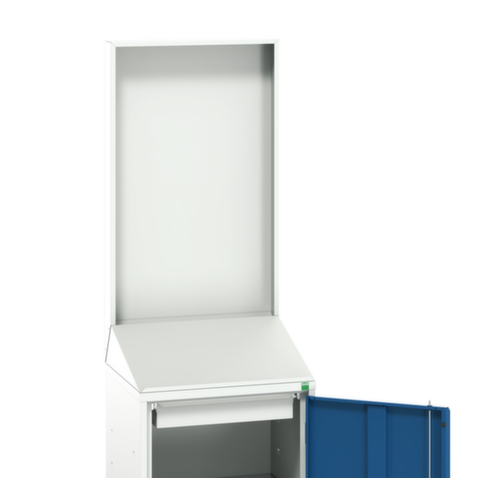 bott Pultschrank verso mit Rückwand, RAL7035 Lichtgrau/RAL5010 Enzianblau Standard 1 L