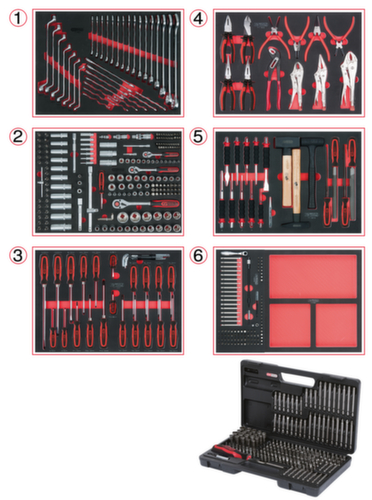 KS Tools Universal-Systemeinlagen-Satz für 6 Schubladen mit 598 Premium-Werkzeugen