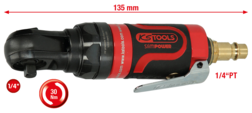 KS Tools 1/4" SlimPOWER Mini-Druckluft-Umschaltratsche 30Nm Standard 2 L