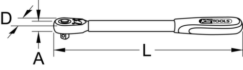 KS Tools 1/4" + 1/2" Teleskop-Umschaltknarren-Satz Technische Zeichnung 1 L
