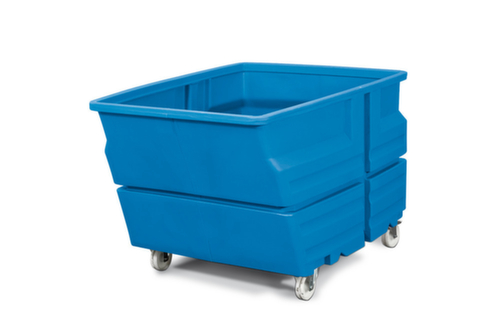 Mehrzweckbehälter, Inhalt 600 l, blau, 2 Lenk- und 2 Bockrollen Standard 1 L