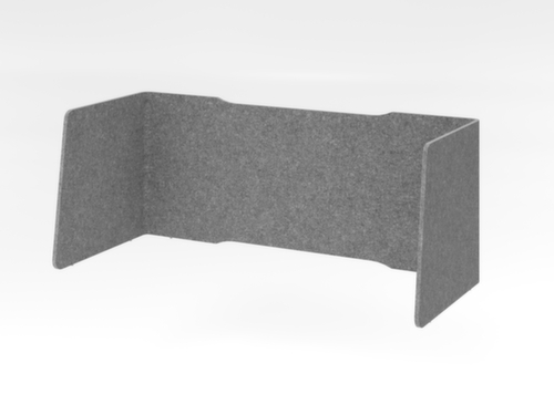 Schallabsorbierende Tischtrennwand, Höhe x Breite 600 x 1540 mm, Wand grau meliert Standard 1 L