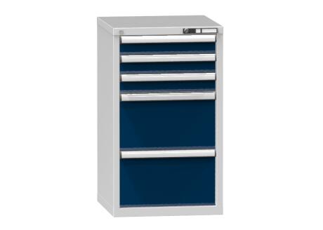 Schubladenschrank Topas A, 5 Schublade(n), RAL7035 Lichtgrau/RAL5010 Enzianblau
