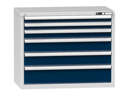 Schubladenschrank Topas C, 6 Schublade(n), RAL7035 Lichtgrau/RAL5010 Enzianblau