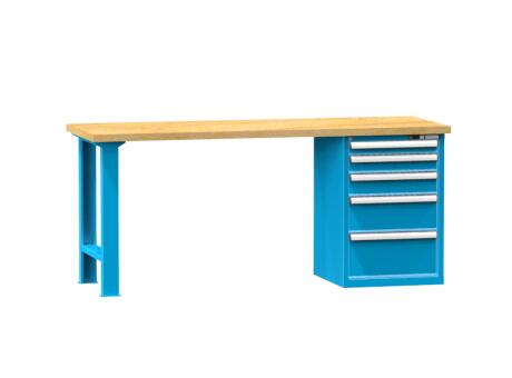 Werkbank Ruba, 5 Schubladen, RAL5012 Lichtblau/RAL5012 Lichtblau