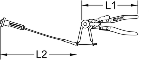 KS Tools Schlauchschellenzange m.Bowdenzug Technische Zeichnung 1 L