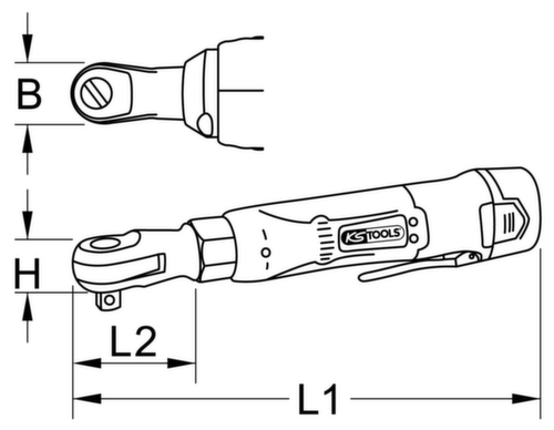 KS Tools 1/2'' Akku-Umschaltknarre Standard 7 L