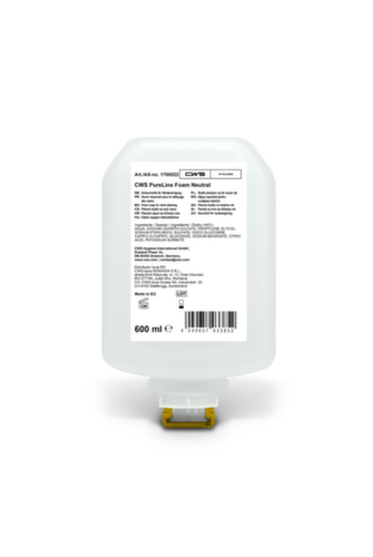 CWS Schaumseife PureLine Foam Neutral, 0,6 l, Feuchtigkeitsspendend und dermatologisch getestet Standard 1 L