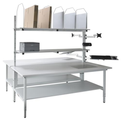 Höhenverstellbarer Doppelpacktisch Classic Komplettset, Breite x Tiefe 1600 x 1840 mm Standard 1 L