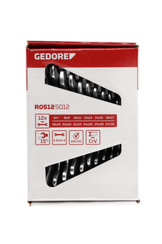 GEDORE R05125012 Doppelmaulschlüssel Satz kurz SW6-32 mm 12-teilig Standard 5 L