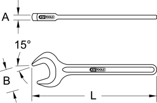 KS Tools Einmaul-Kraftschlüssel Technische Zeichnung 1 L